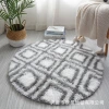 Nordic living room carpet, tie-dyed long wool pattern carpet, ins, modern home bedroom bedside carpet, round floor mat Specification image